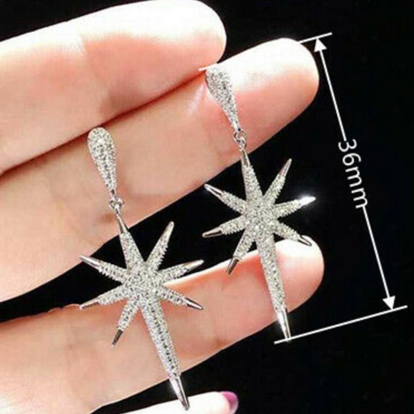 Jewelry - New 925 Sterling silver diamond stone earrings